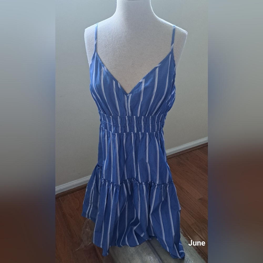 Rails Blue and White Striped Midi Dress
